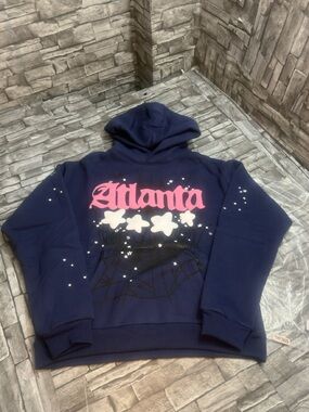 Blue 'Atlanta' Sp5der Pullover Hoodie - Size Medium+Large
